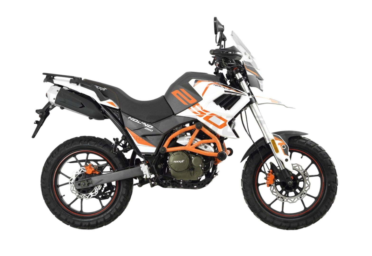Мотоцикл турэндуро ROCKOT HOUND 250 2.0 (белый/оранжевый, ЭПТС)