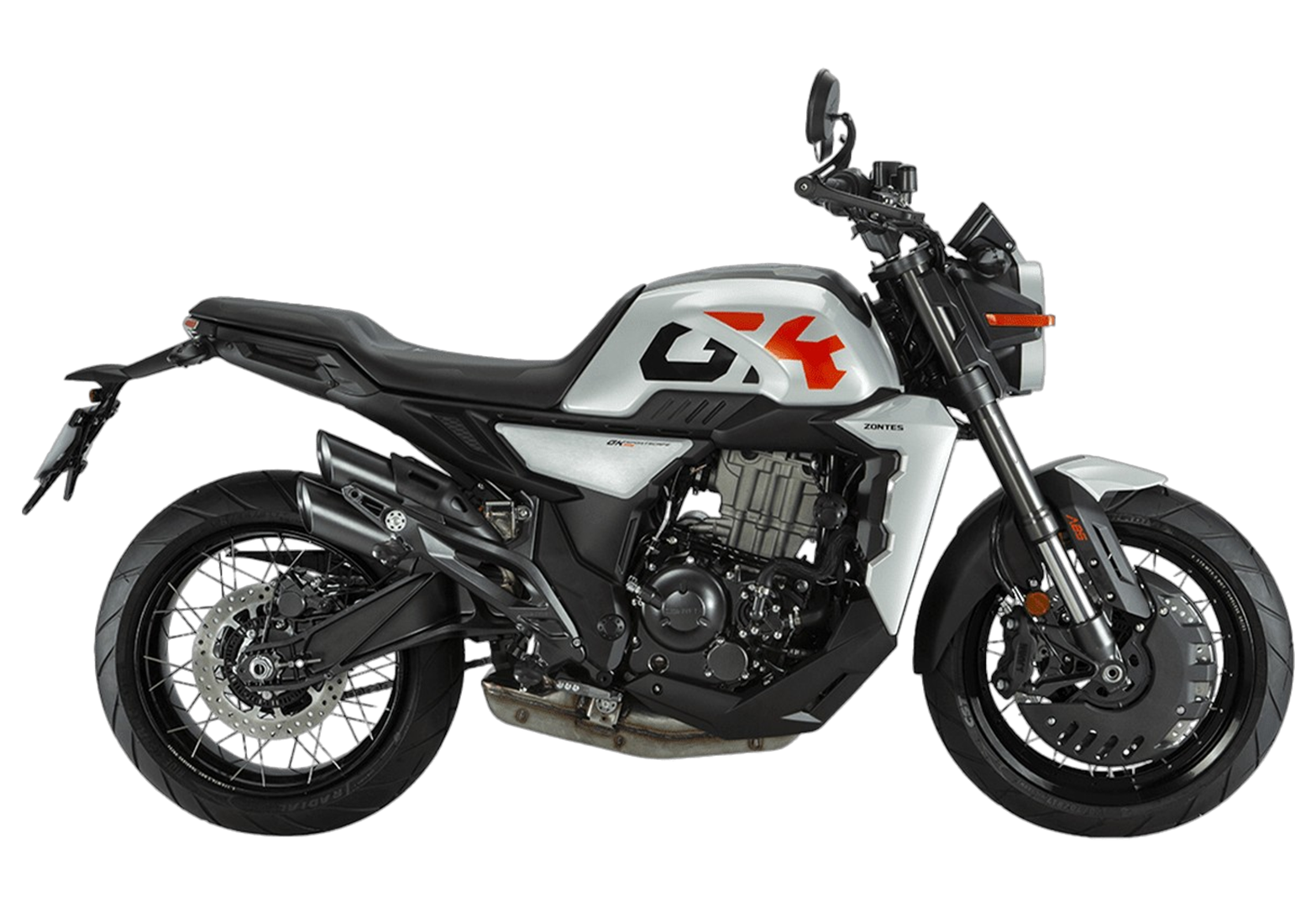 Мотоцикл ZONTES ZT350-GK (4T ZT184MP EFI) 17/17 (2023 г.) серебристый/оранжевый