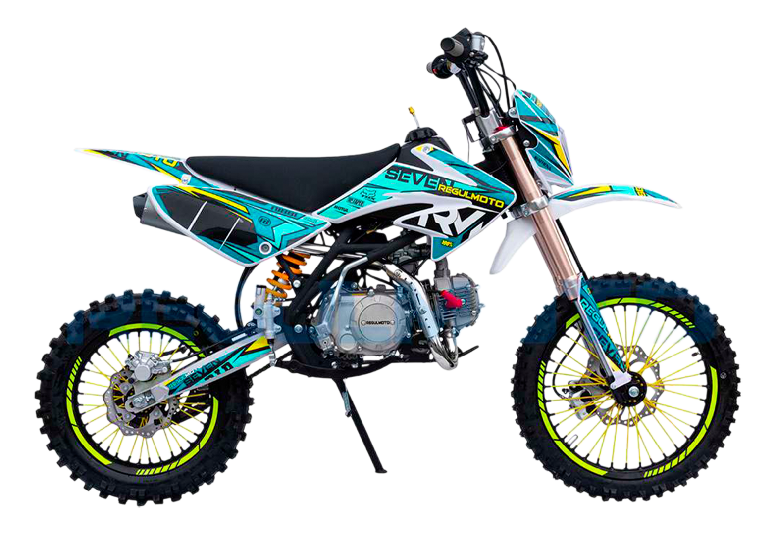 Питбайк Regulmoto SEVEN электростартер, Синий/Желтый