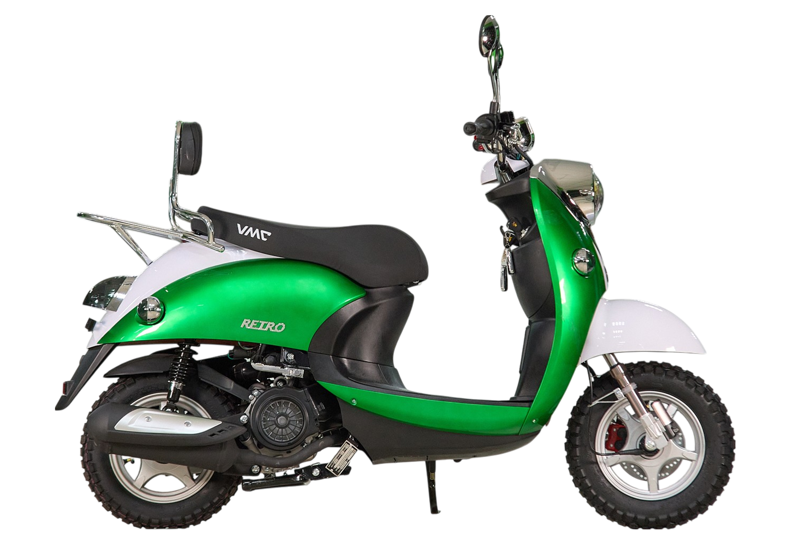 Скутер VENTO RETRO 49cc (150) сигнализация (99кг/100кг) (RED/WHITE/GREEN (Италия))