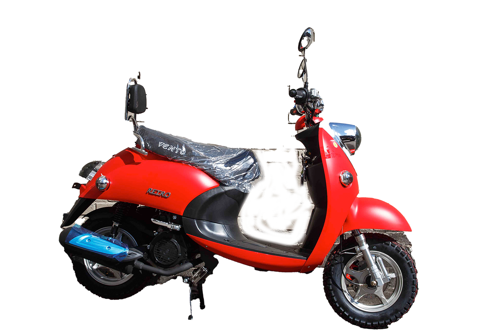 Скутер VENTO RETRO 49cc (150) сигнализация (99кг/100кг) (Красный Матовый)