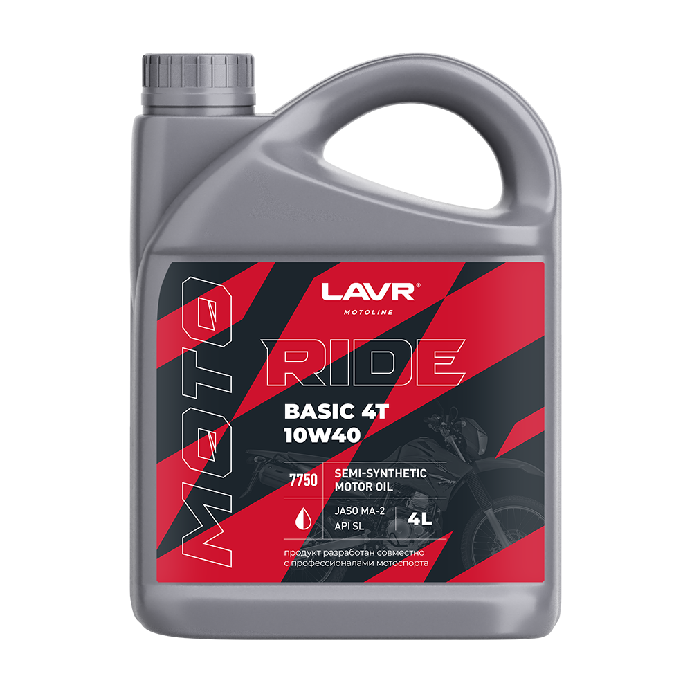 Масло моторное п.син LAVR MOTO RIDE BASIC 4T SL 10W-40 4л
