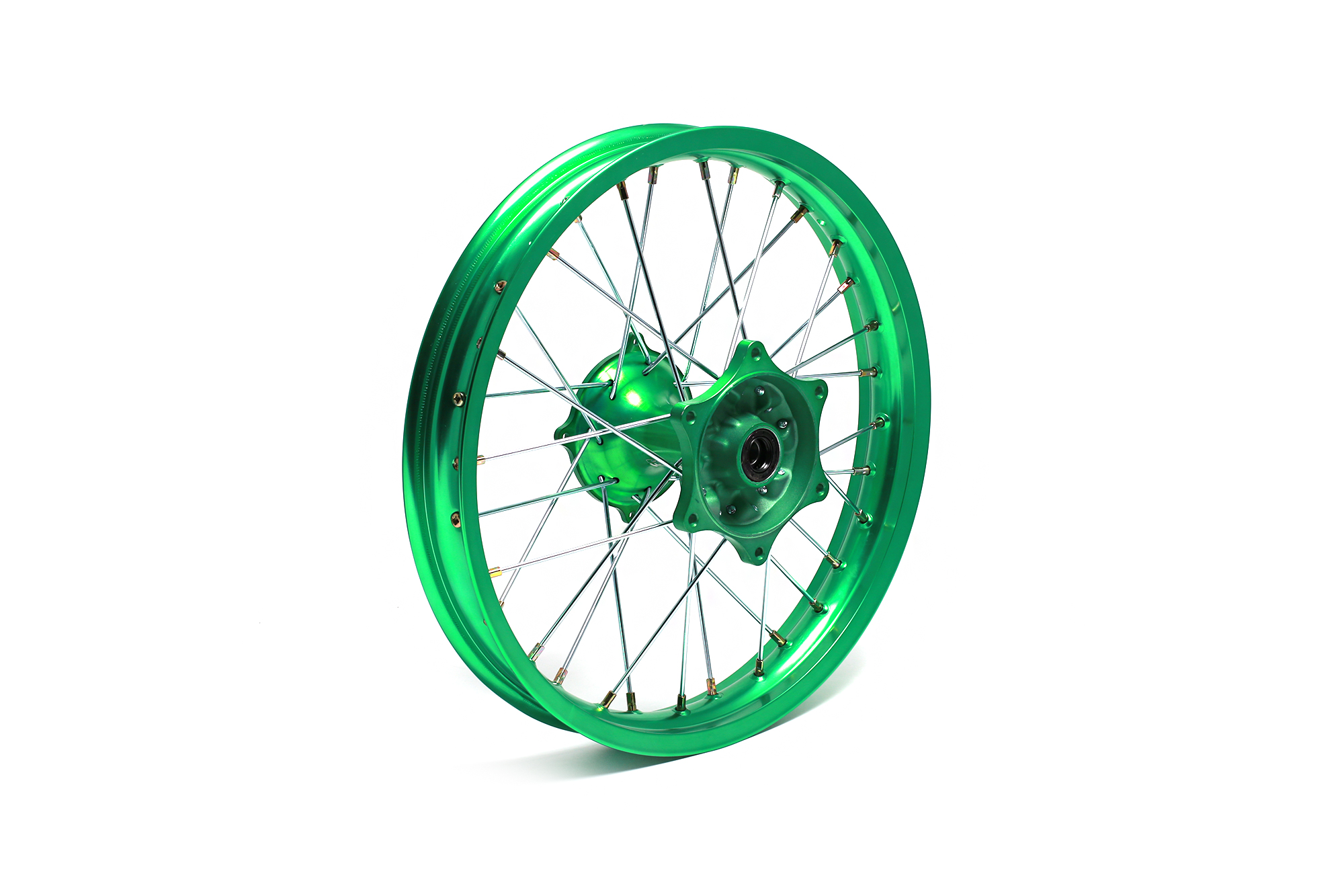 Обод задний 18 (2,15-R18 d=17mm) CNC ступица, алюминий/зеленый X-TECH