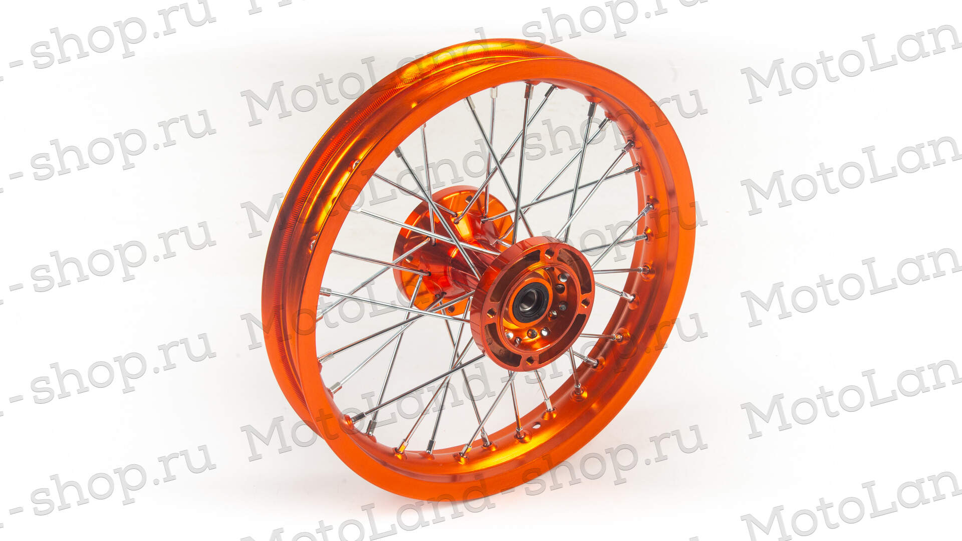 Обод задний 14 (1,85-R14 d=15mm) CNC ступица, алюминий/оранжевый X-TECH