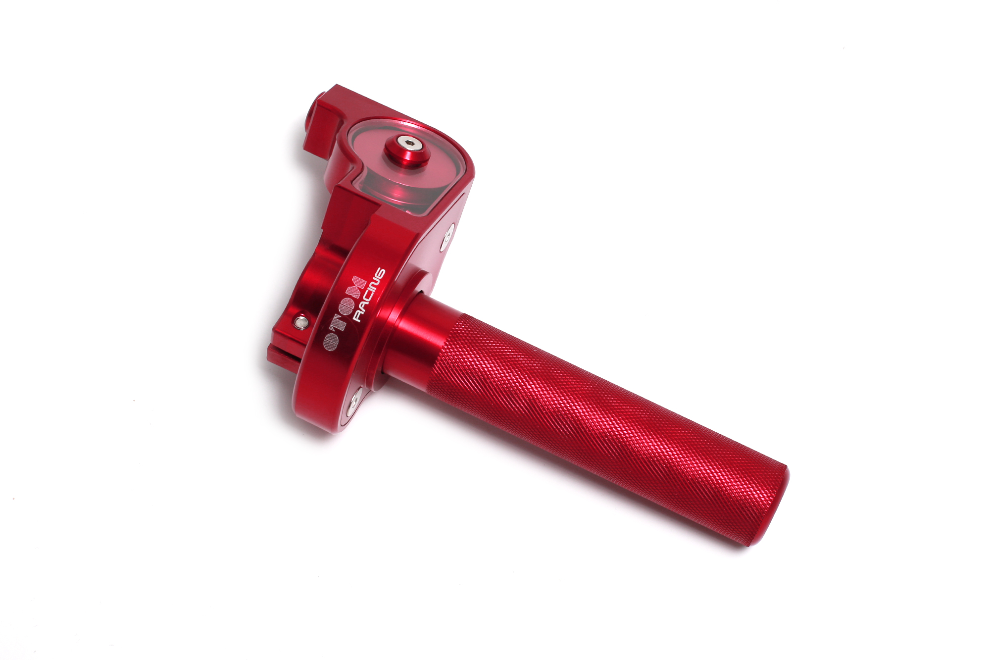 Ручка газа для эндуро мотоцикла и питбайка в сборе алюминиевая CNC красная OTOM