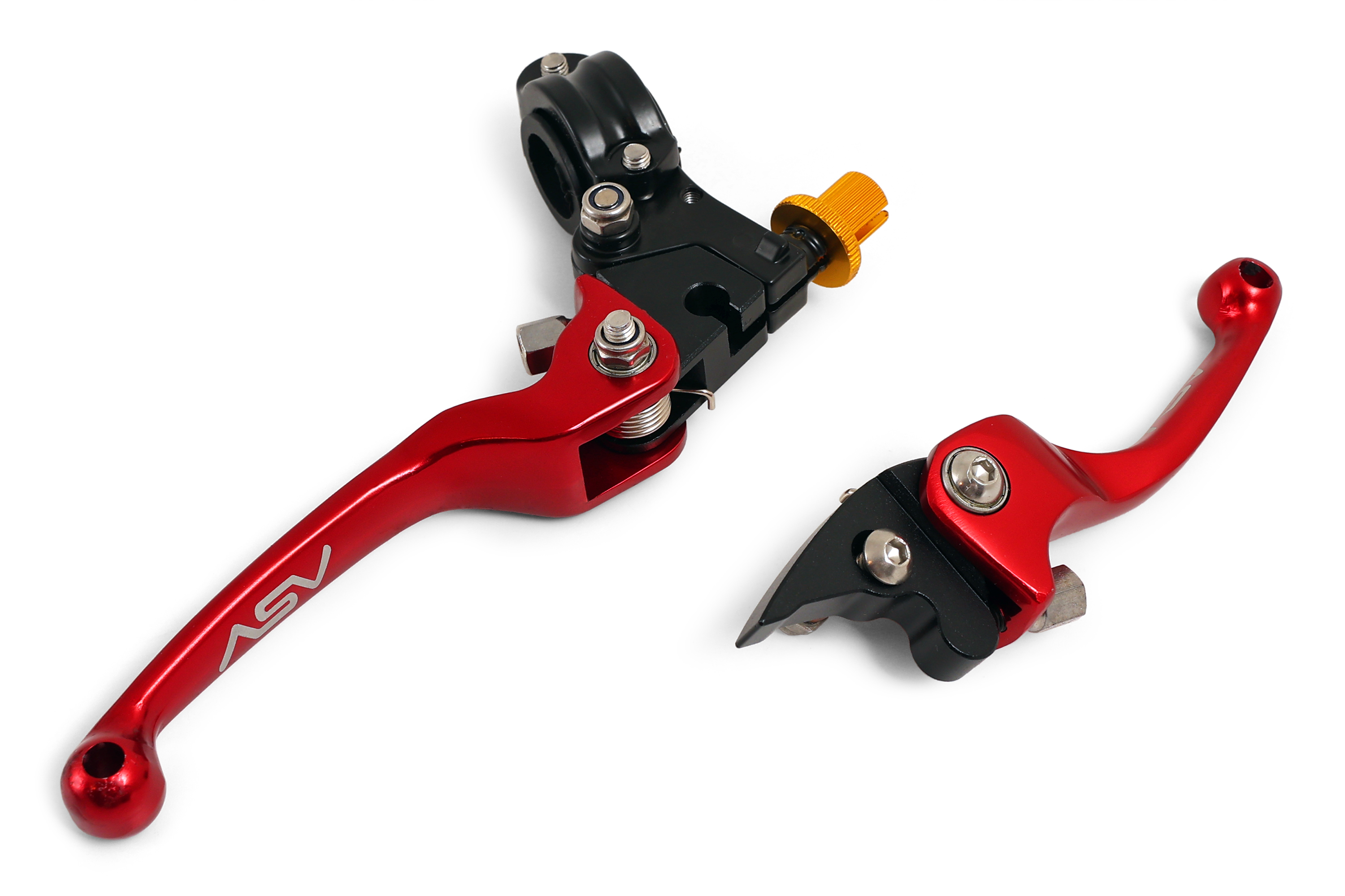Комплект складных рычагов для питбайка и эндуро мотоцикла ASV CNC красные