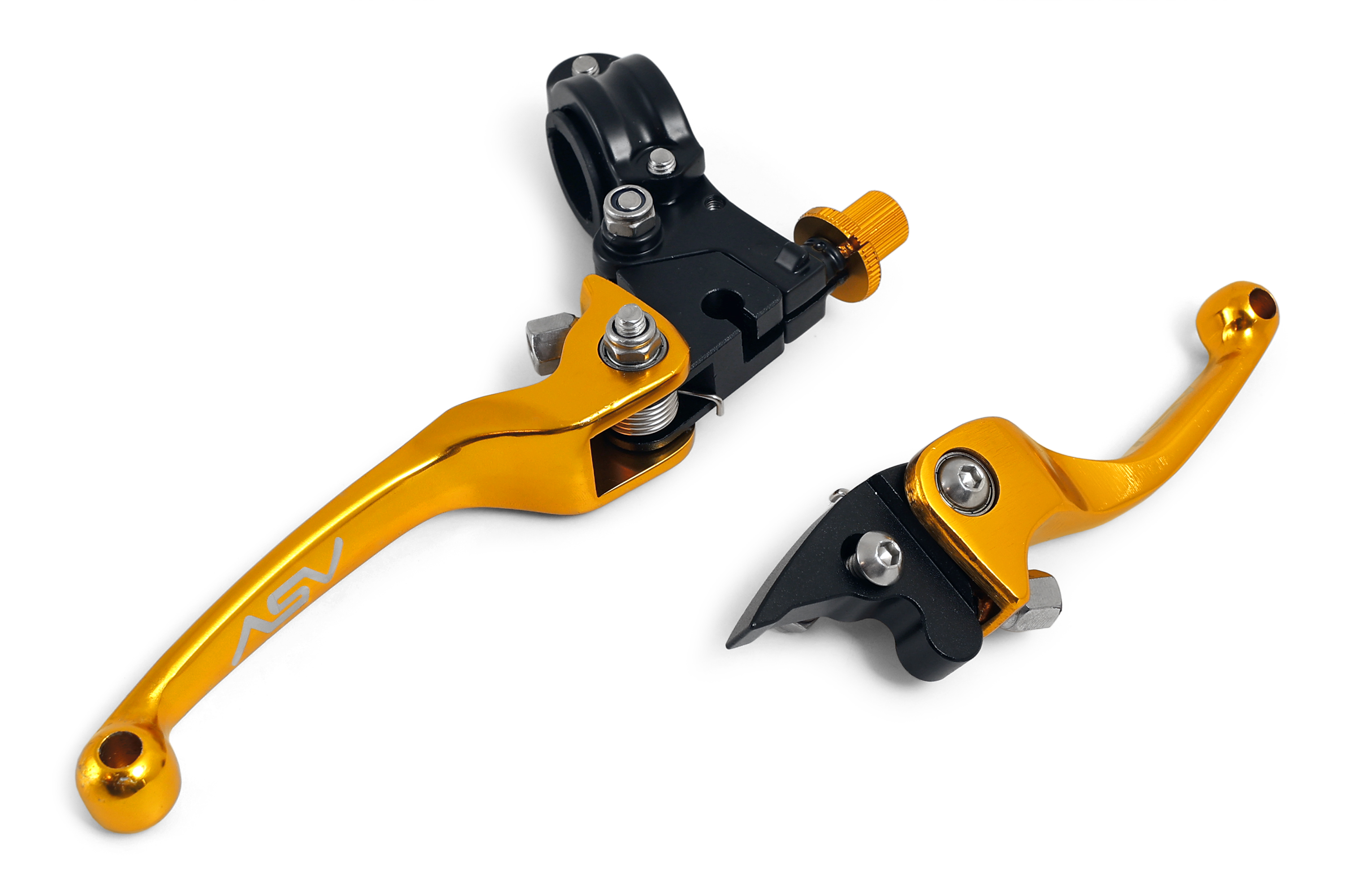 Комплект складных рычагов для питбайка и эндуро мотоцикла ASV CNC золото