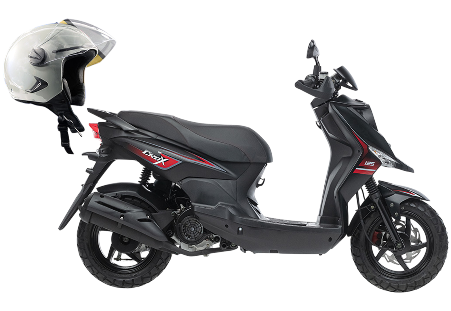 Скутер SYM CROX 125 Черный / Матовый Темно-Серый + мотошлем SYM серый