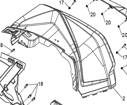Переднее правое крыло для квадроцикла BRC 1000 / BRP 1000R черное