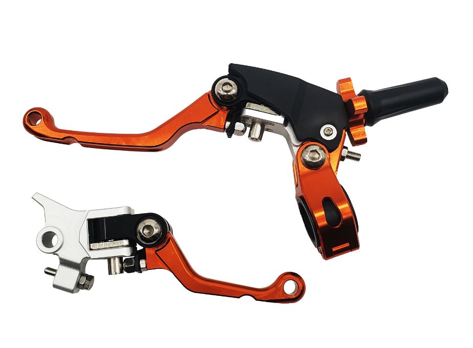 Комплект рычагов сцепления и тормоза 360 (под тип питбайк) оранжевые
