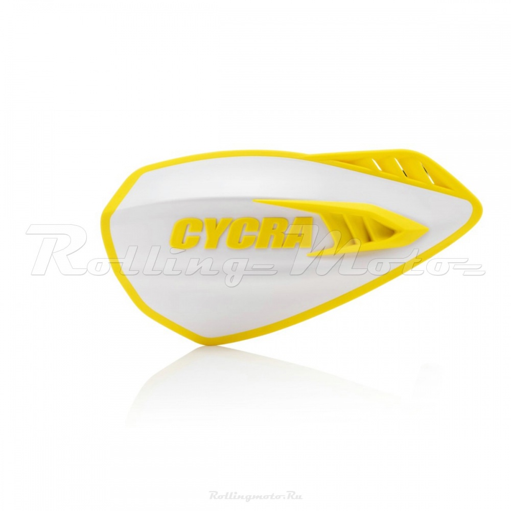 Защита рук мотокросс + крепеж на руль CYCRA CYCLONE белая/желтая