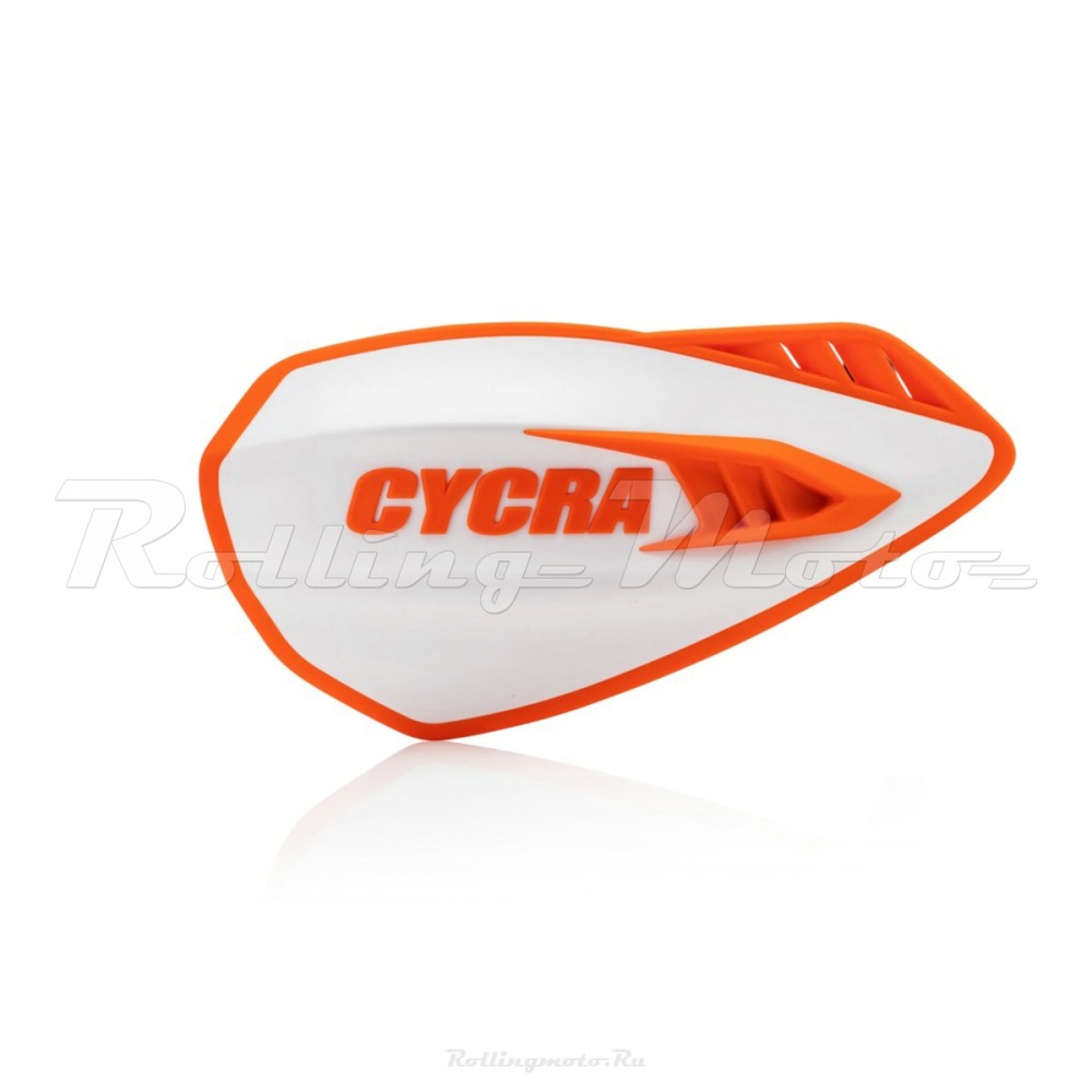 Защита рук мотокросс + крепеж на руль CYCRA CYCLONE белая/оранжевая
