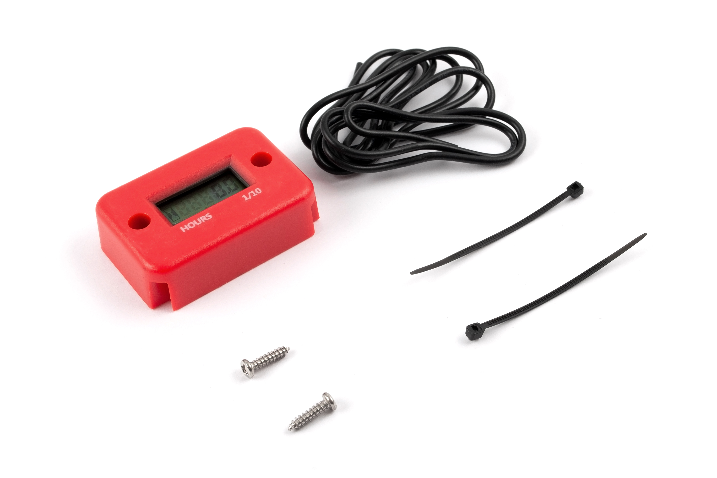 Счетчик моточасов универсальный без тахометра красный