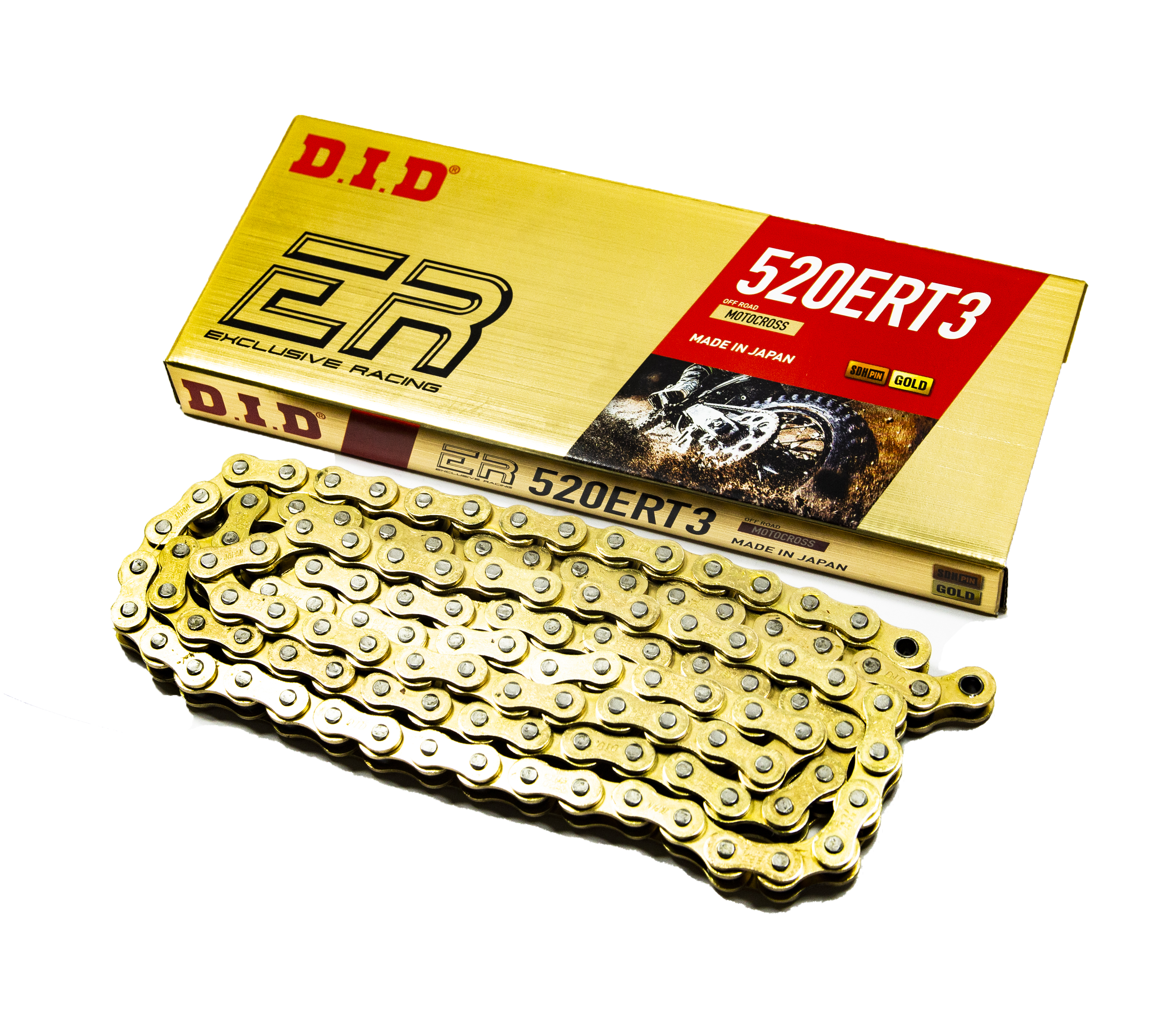 Цепь DID 520ERT3 Gold & Gold гоночная суперпрочная (звено)
