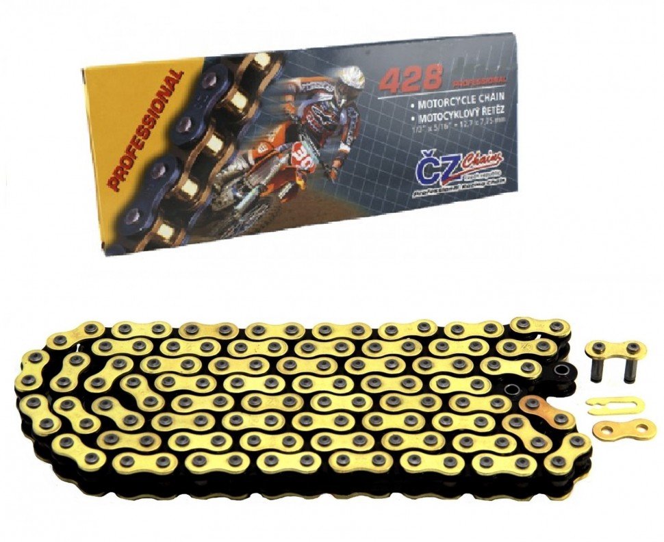 Цепь для мотоцикла CZ Chains 428 MX Gold - 130зв