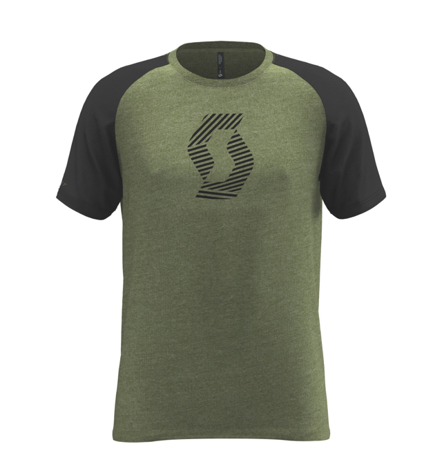 Футболка 10 Icon Raglan мохово-зелёная меланжевая/чёрная M