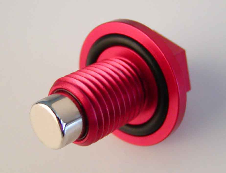 Пробка сливная масляная CNC с магнитом красная