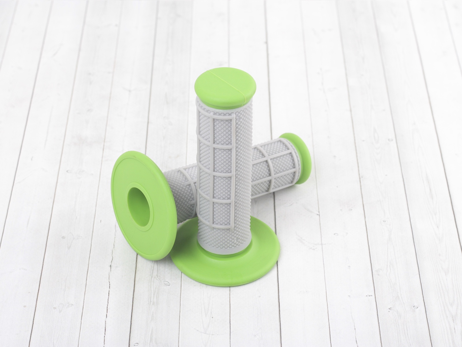 Грипсы SM-PARTS MX двухкомпонентные зеленые/серые