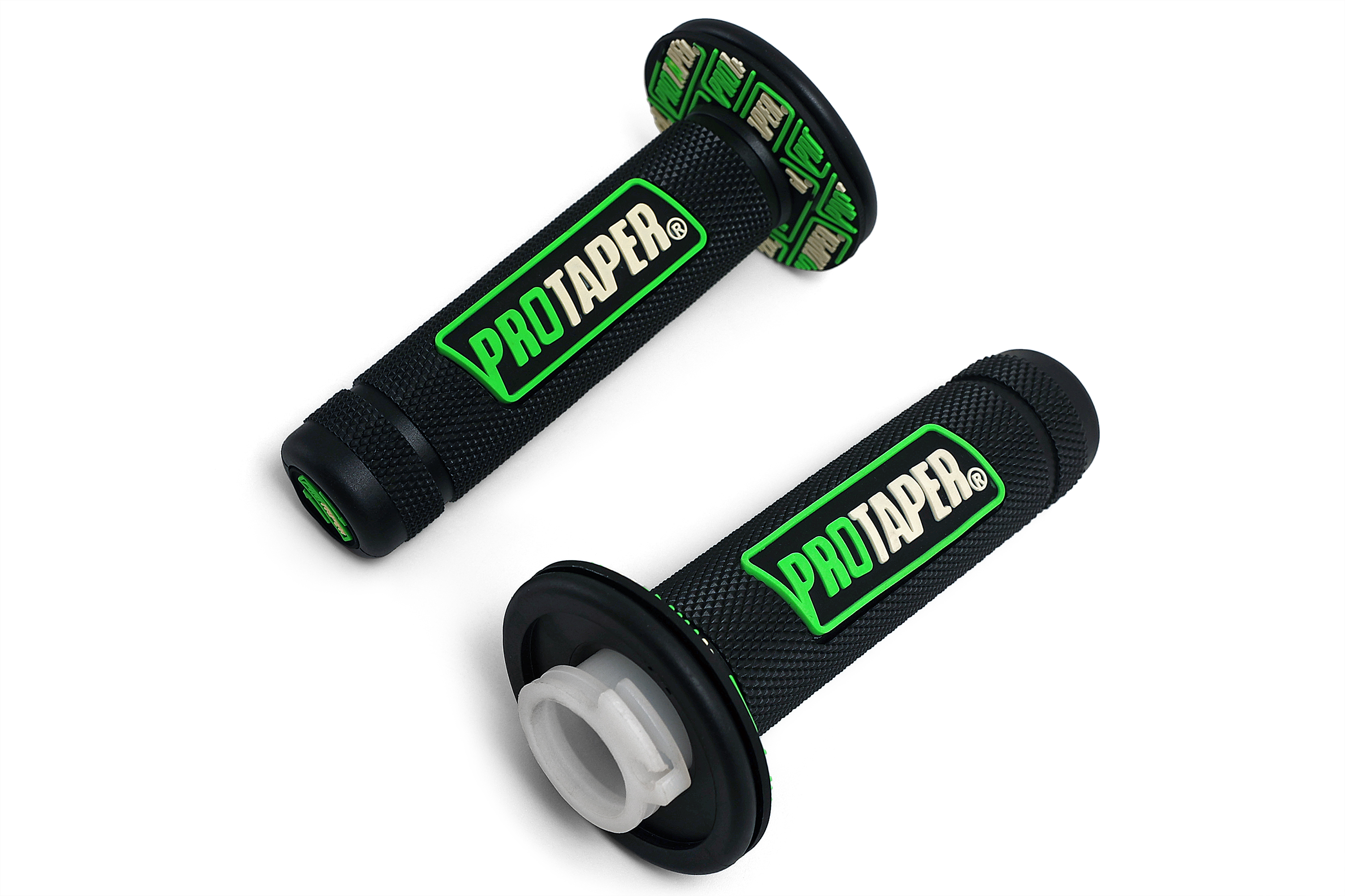 Ручки руля резиновые питбайк (пара) Pro-Taper черные/зеленые с пластиковой ручкой газа