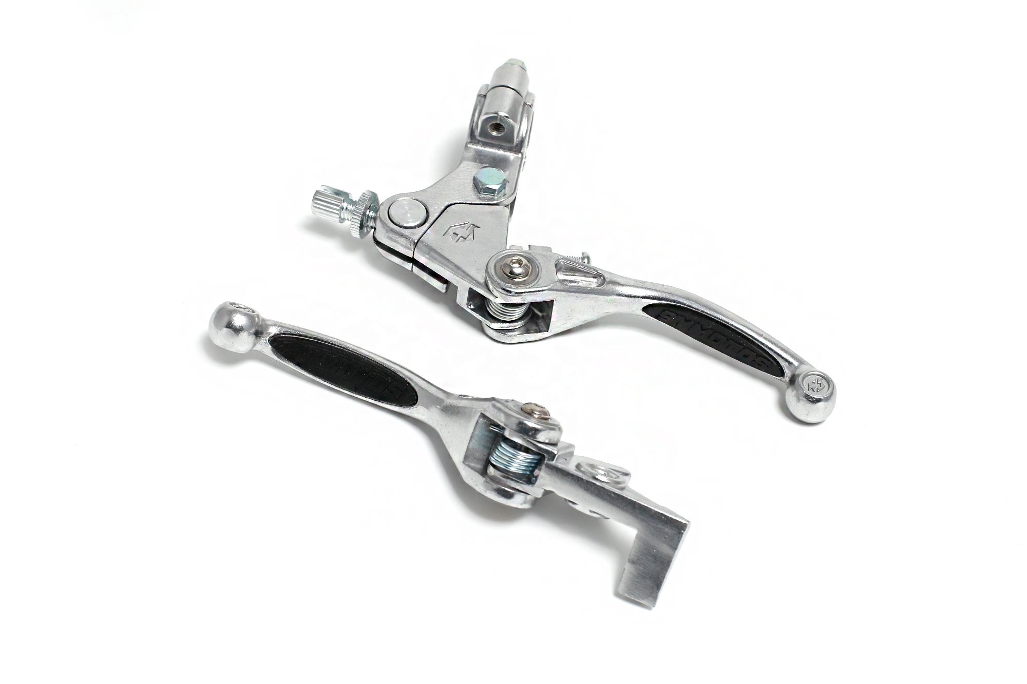 Рычаг сцепления + тормоза складные универсальные c силиконовыми накладками хром/черный