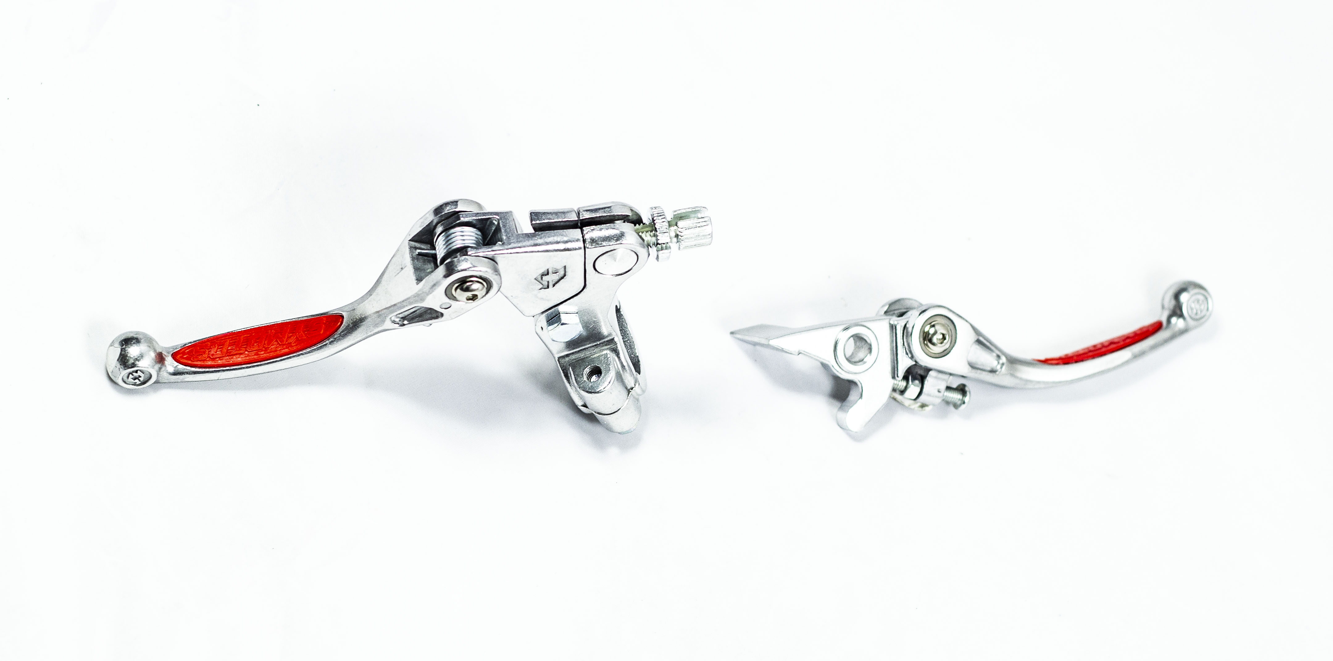 Рычаги тормоз+сцепление складные c силиконовыми накладками в сборе питбайк SM-PARTS красные