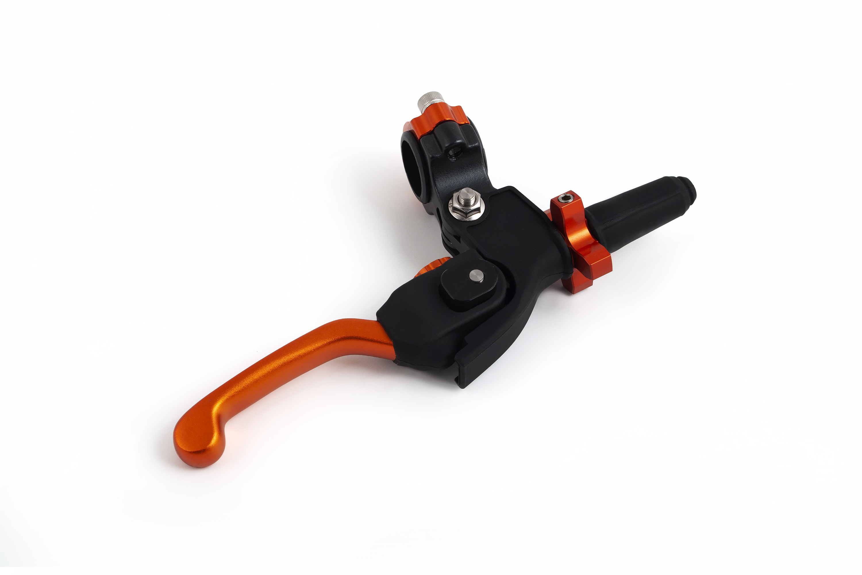 Рычаг сцепления для питбайка и эндуро мотоцикла в сборе с кронштейном регулируемый, складной 360град. IGP оранжевый