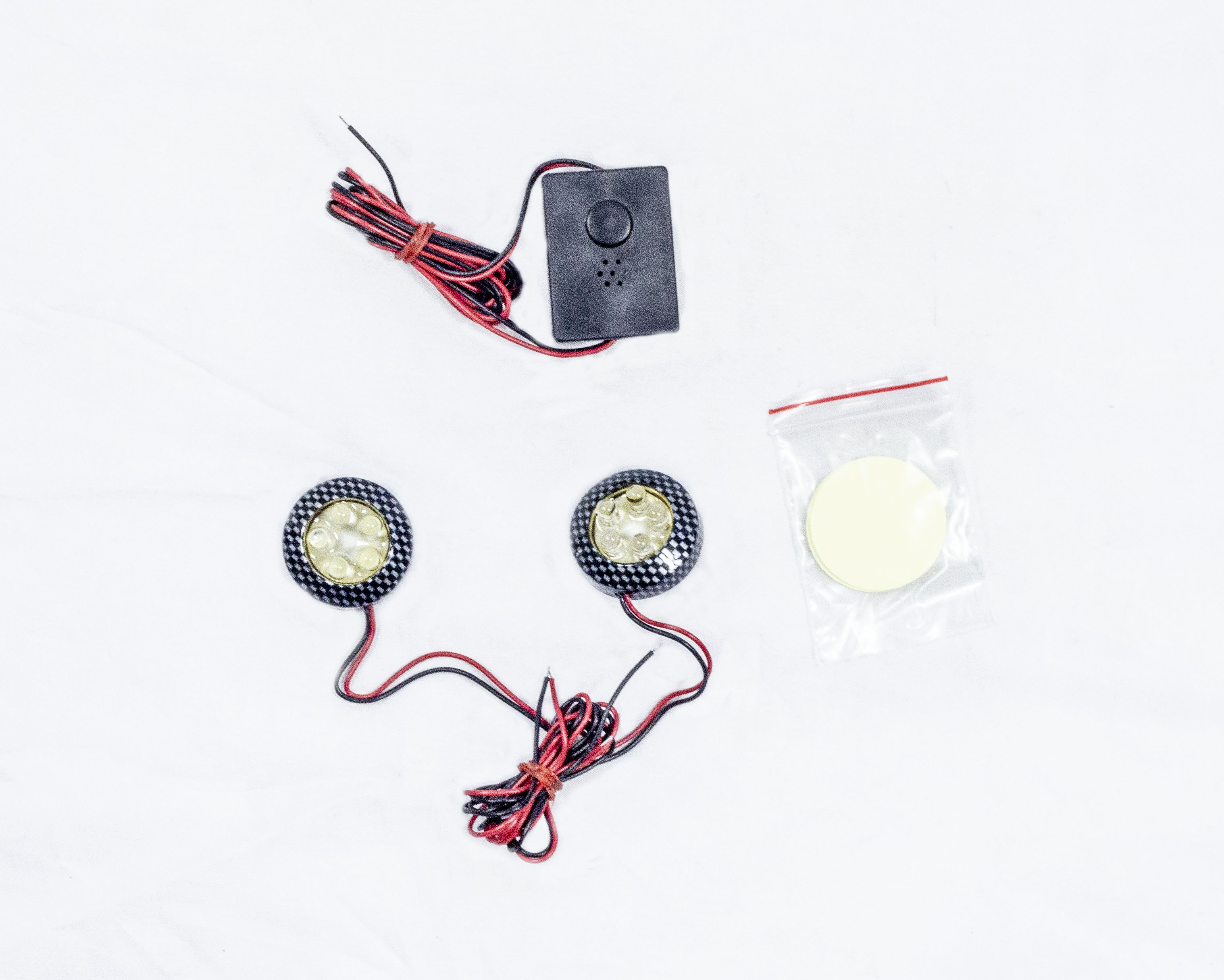 Фонари самоклеющиеся светодиодн. круглые (2шт) M18AB1 карбон синий мигающий свет SCOOTER-M