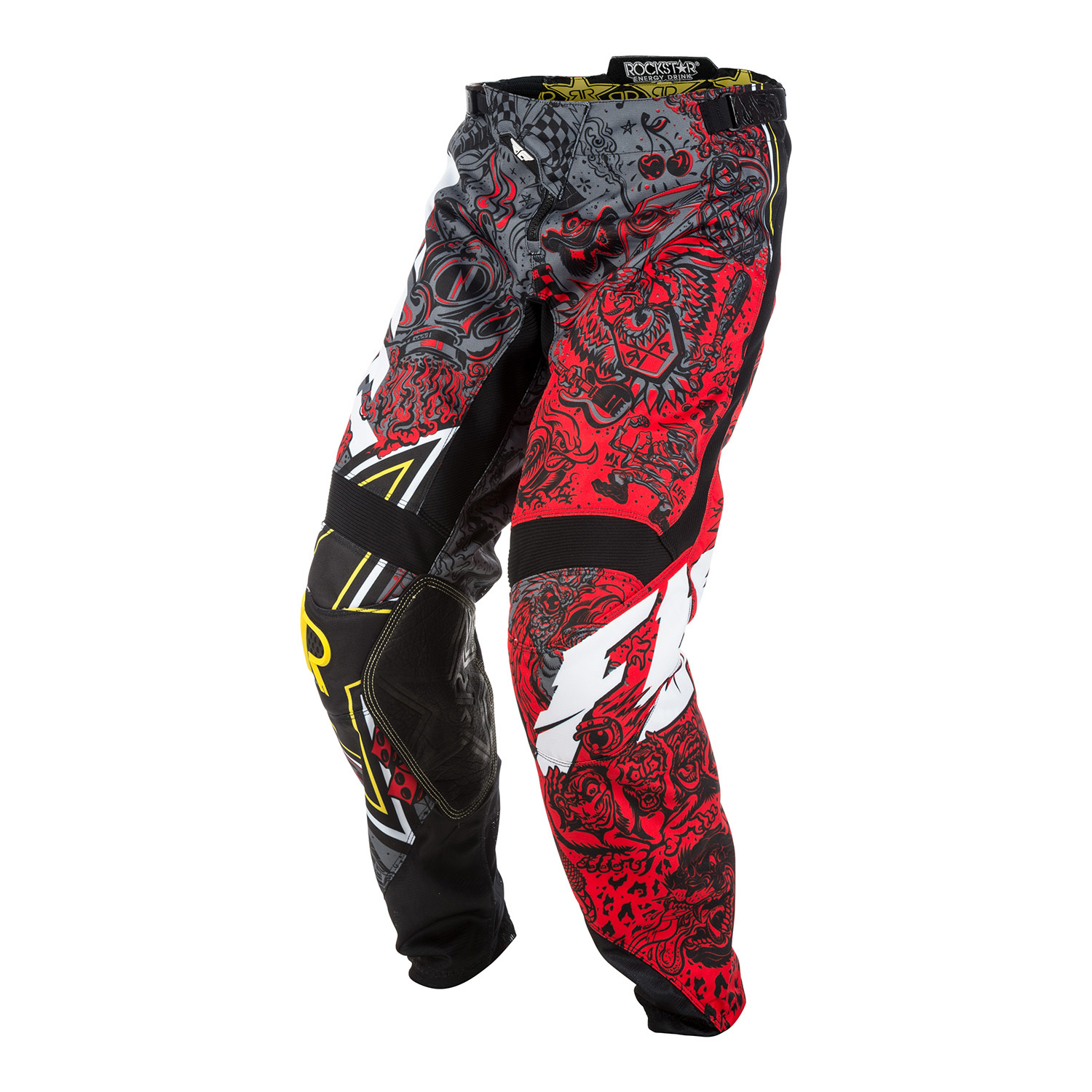 Брюки для мотокросса FLY RACING KINETIC ROCKSTAR красные/серые (2018) 34