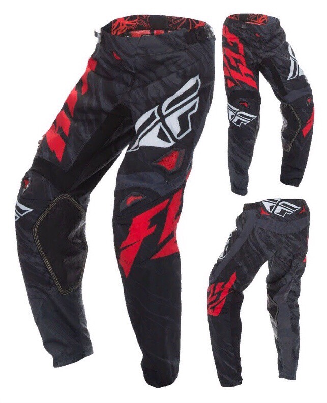 Брюки для мотокросса FLY RACING KINETIC RELAPSE черные/красные (2017) 36