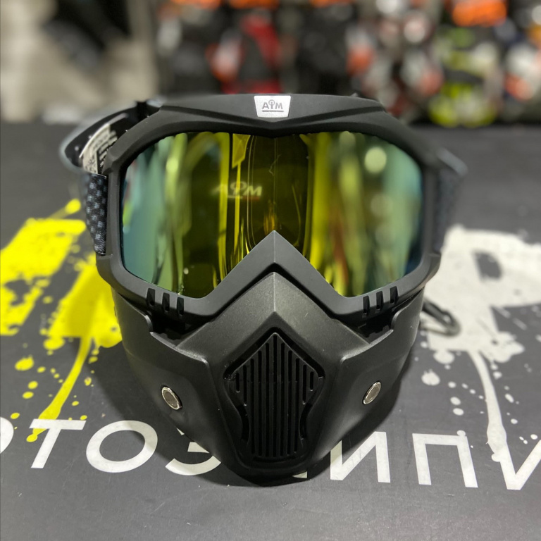Очки снегоходные с двойной линзой + маска AiM (PRO) Black Matt