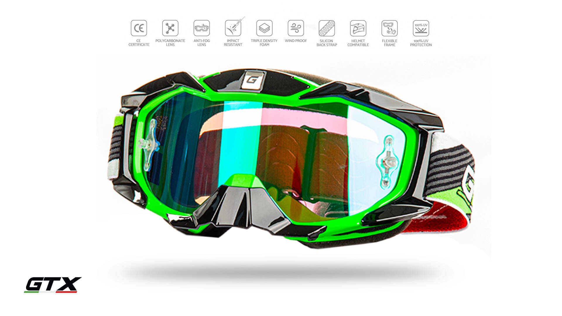 Очки для мотокросса Nenki mirr/green