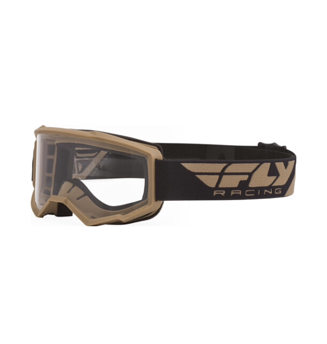 Очки для мотокросса детские FLY RACING FOCUS (2021) хаки, прозрачные