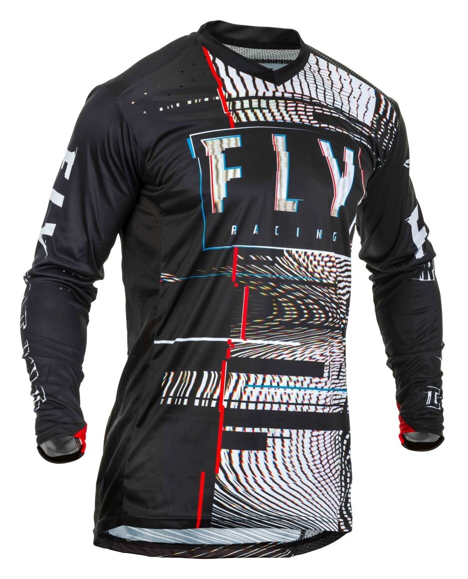 Футболка для мотокросса FLY RACING LITE HYDROGEN GLITCH черная/красная/синяя (2020)  M
