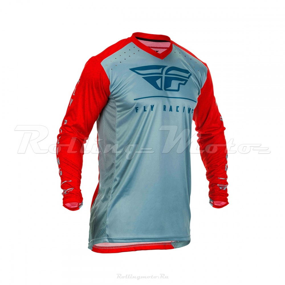 Футболка для мотокросса FLY RACING LITE HYDROGEN красная/серая/синяя (2020)   S