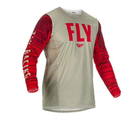 Джерси FLY RACING KINETIC WAVE (2022) серый/красный, L