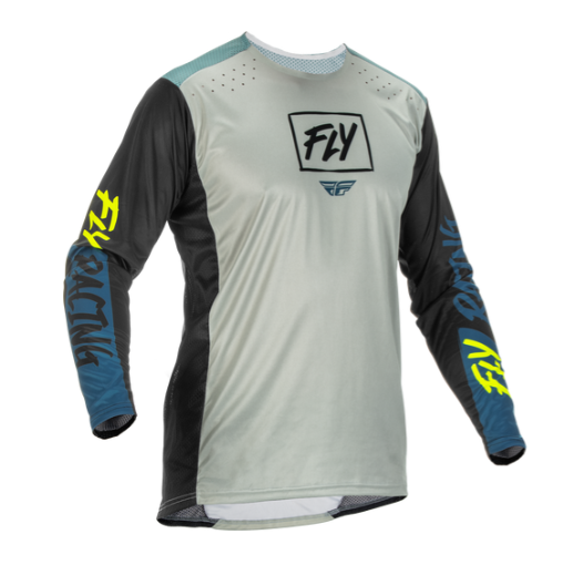 Джерси FLY RACING LITE (2022) серый/бирюзовый/желтый, XL