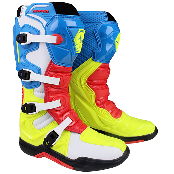 Мотоботы Scoyco MBM003 высокие синий/красный/желтый 46