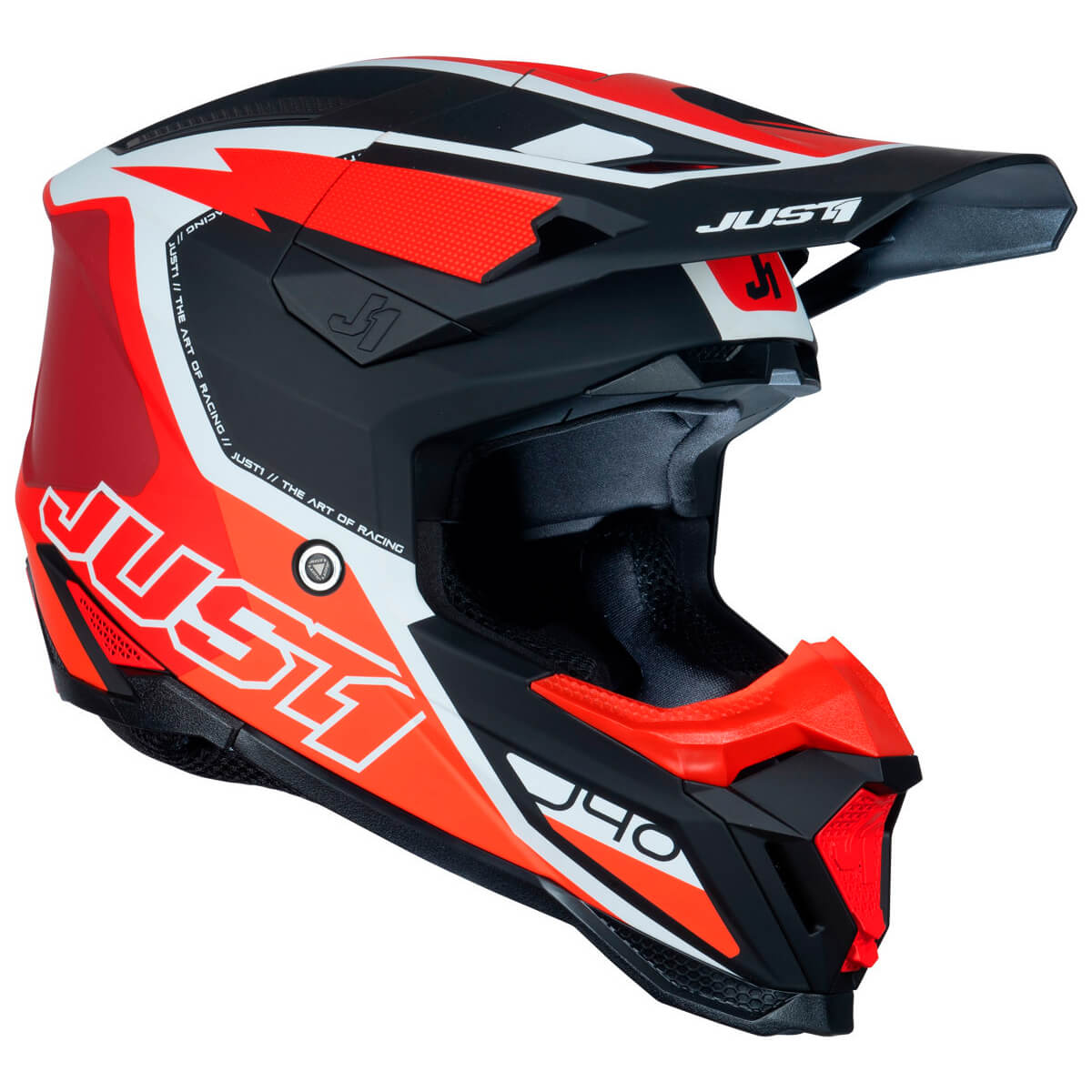 Шлем кроссовый JUST1 J40 FLASH (красный/белый матовый, M, 1560035-880-1919)