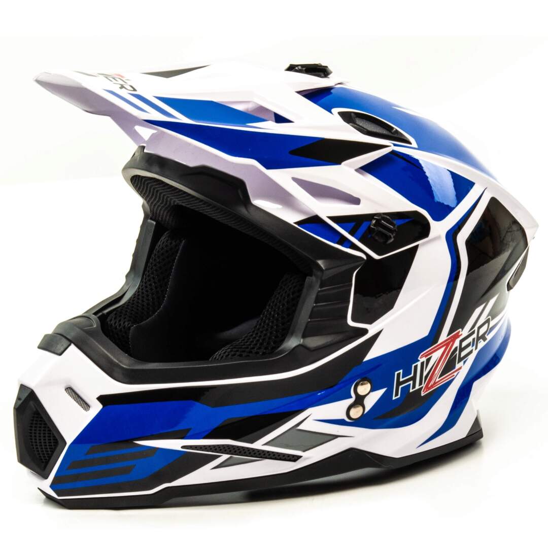 Шлем мото кроссовый HIZER J6801 №6 (M) white/blue