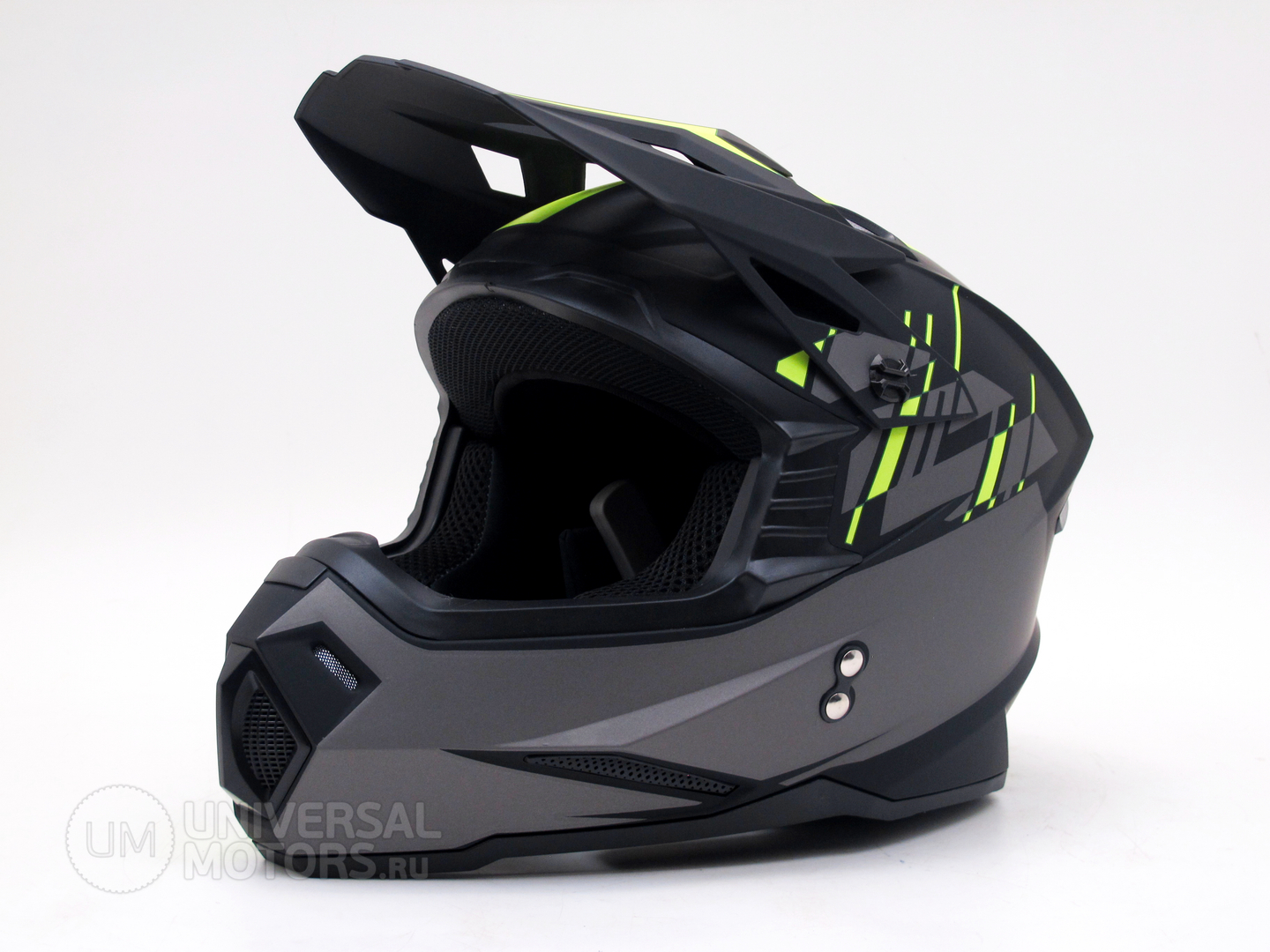 Шлем мото кроссовый HIZER J6801 №1 (L) gray/lemon