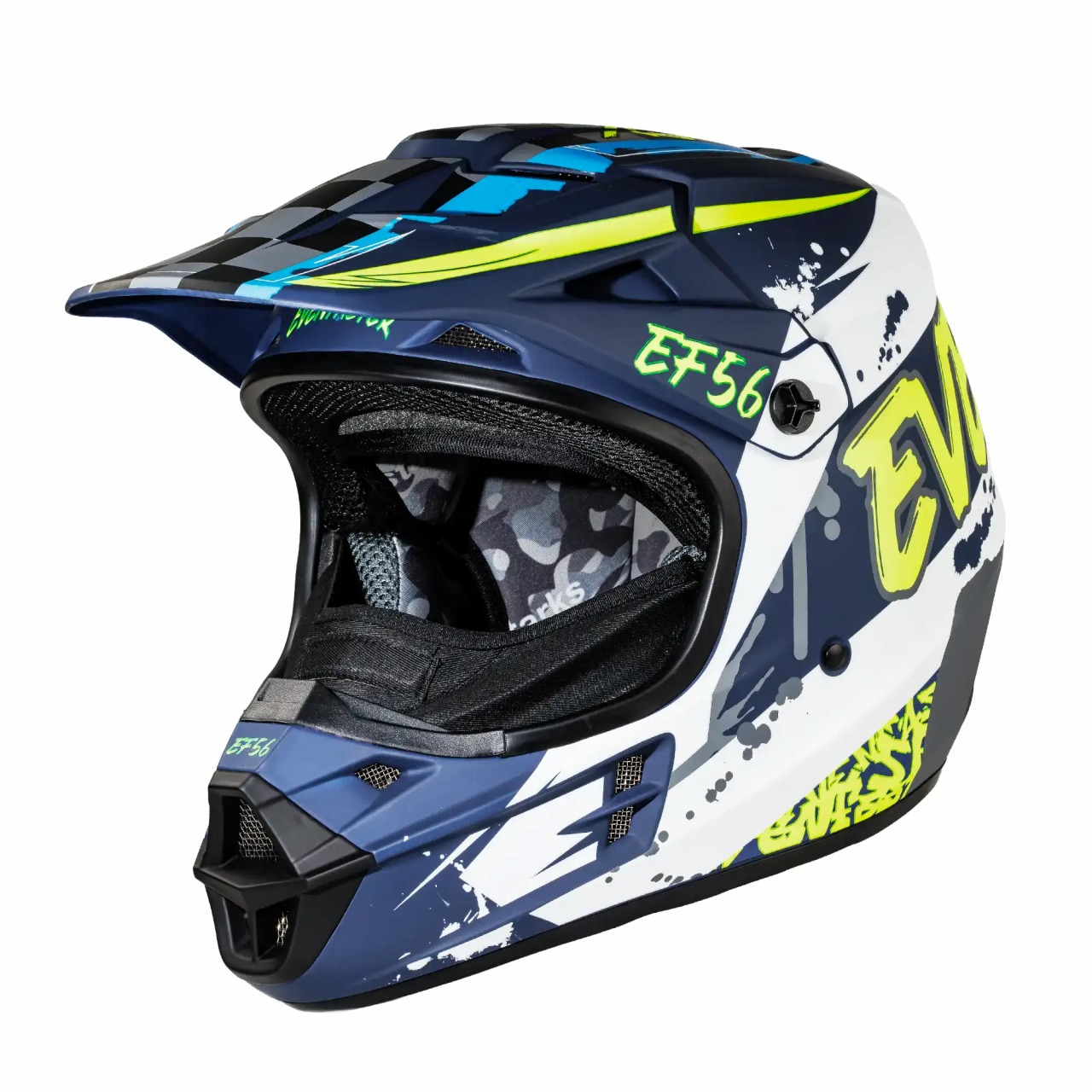 Шлем Base MX Синий/Белый/Hi-Viz матовый ABC (M)
