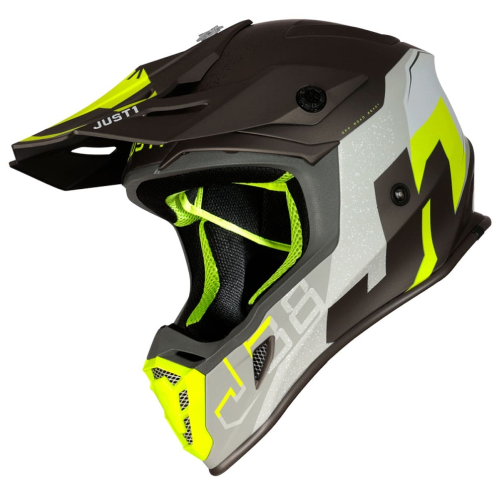 Шлем кроссовый JUST1 J38 Korner HI-vis желтый/титановый матовый, M