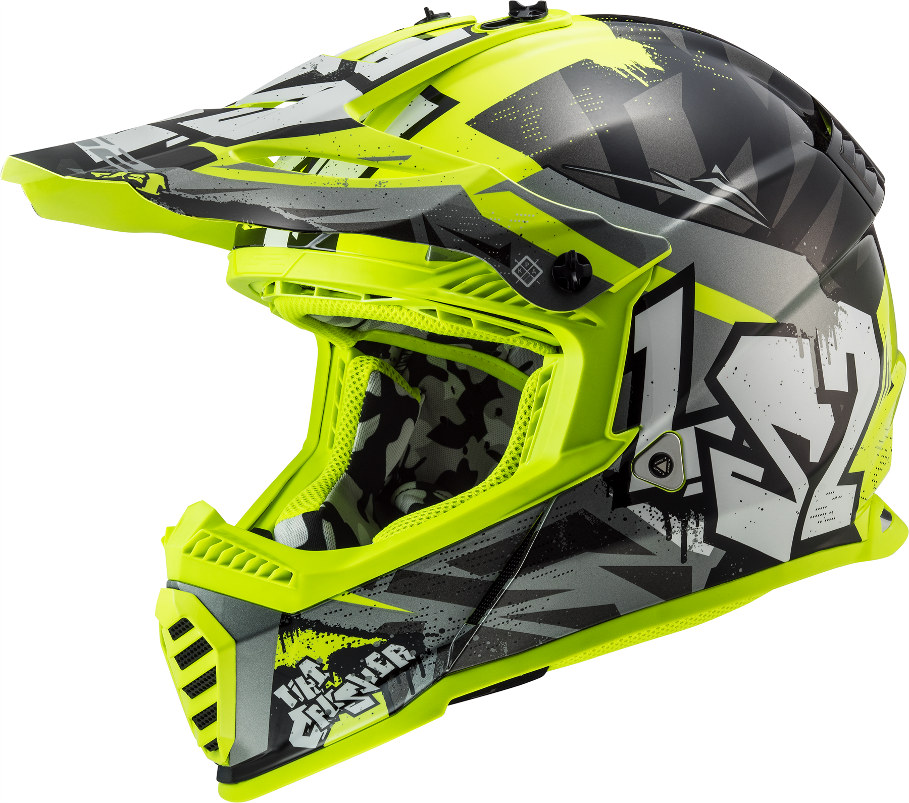 Шлем LS2 MX437 FAST EVO MINI CRUSHER Black Hi-Vis Yellow M