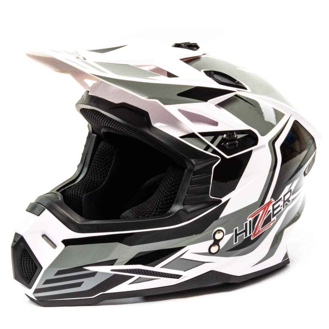 Шлем мото кроссовый HIZER J6801 №4, white/gray, M