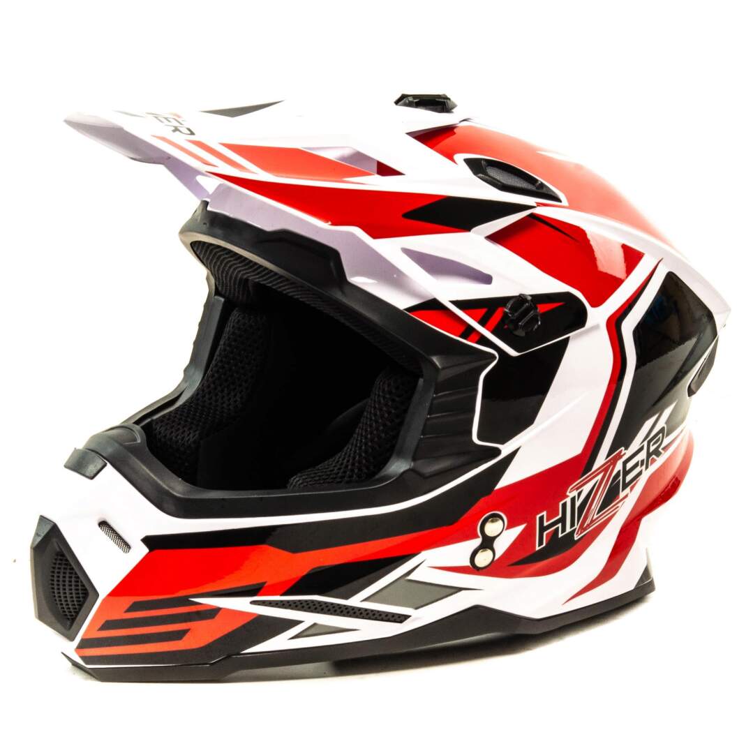 Шлем мото кроссовый HIZER J6801 №5, white/red, M