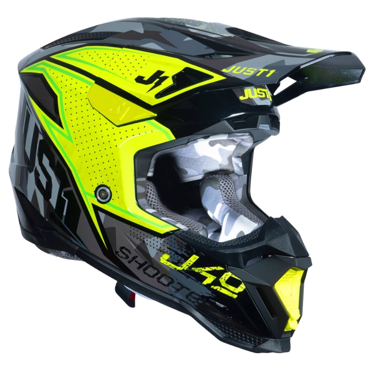 Шлем кроссовый JUST1 J40 SHOOTER (Hi-Vis зеленый глянцевый, M,  1560035-880-7126)