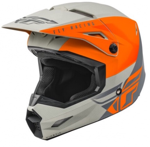 Шлем детский (кроссовый) FLY RACING KINETIC STRAIGHT EDGE оранжевый/серый матовый (2021)  YL