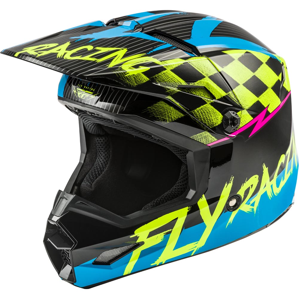 Шлем детский (кроссовый) FLY RACING KINETIC SKETCH ECE синий/Hi-Vis желтый/черный/розовый     YS